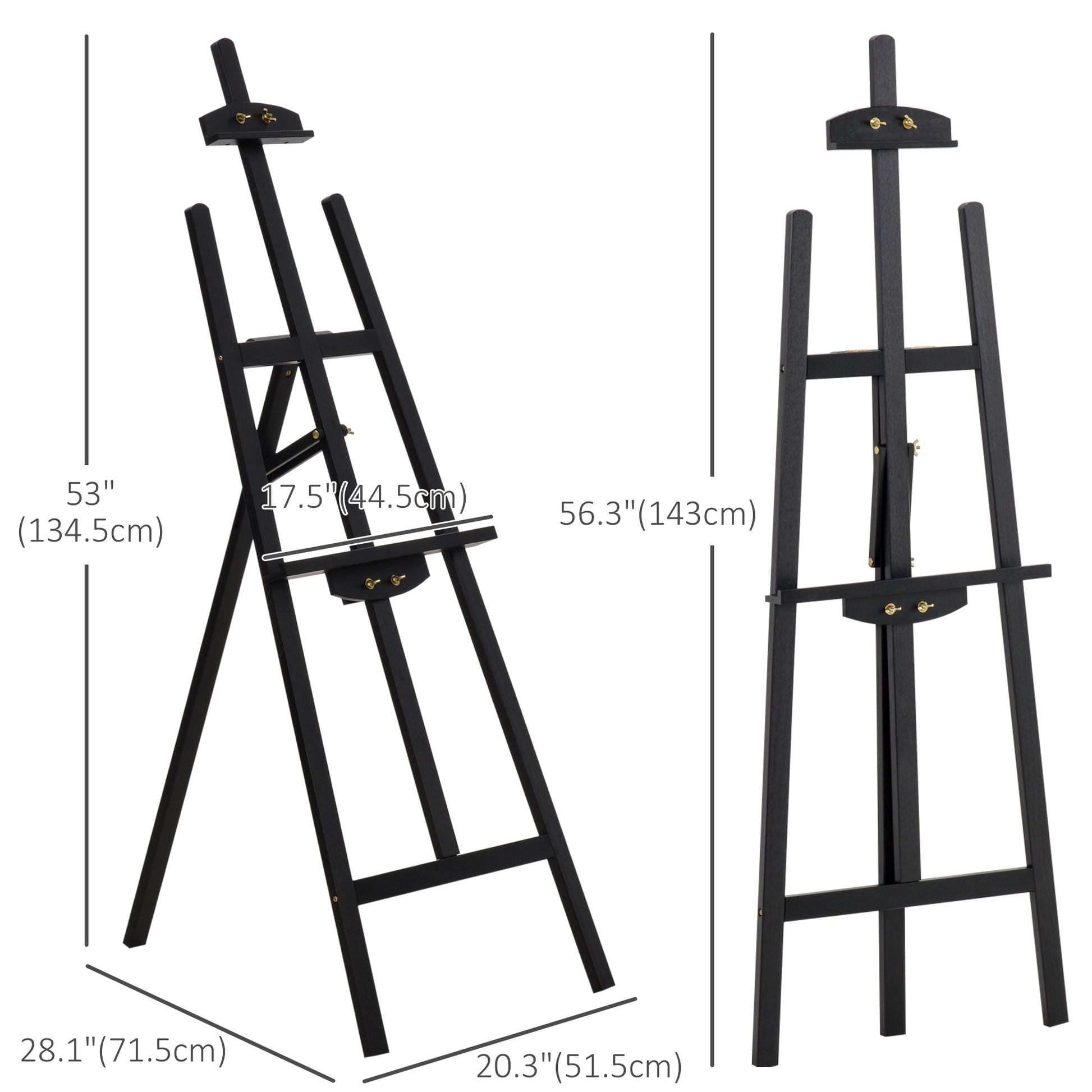 55" Pine Wood Painting Easel Stand, Adjustable Folding Art Easel, Tilts up to 75° for Adults, Begginners and Students, B