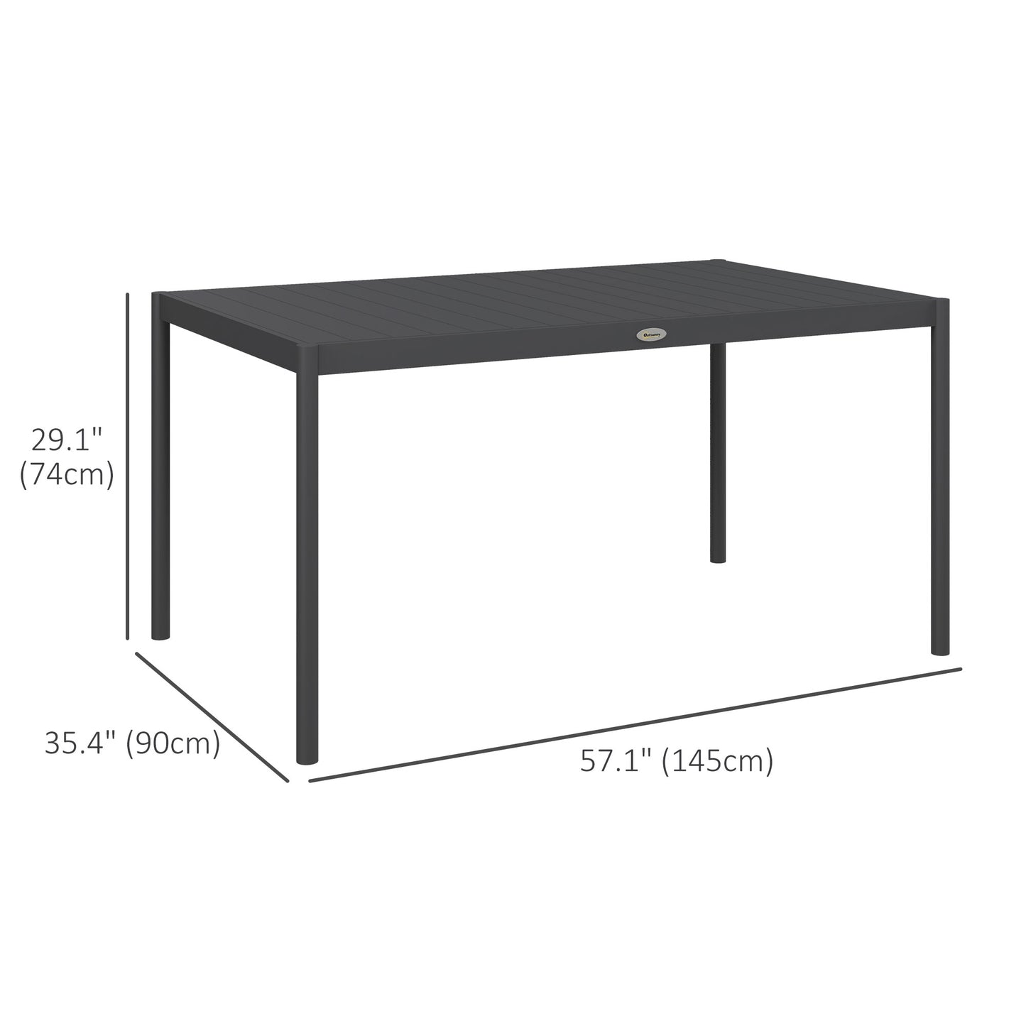 Outdoor Dining Table w/ Aluminium Frame, Garden Table, 57", Dark Grey