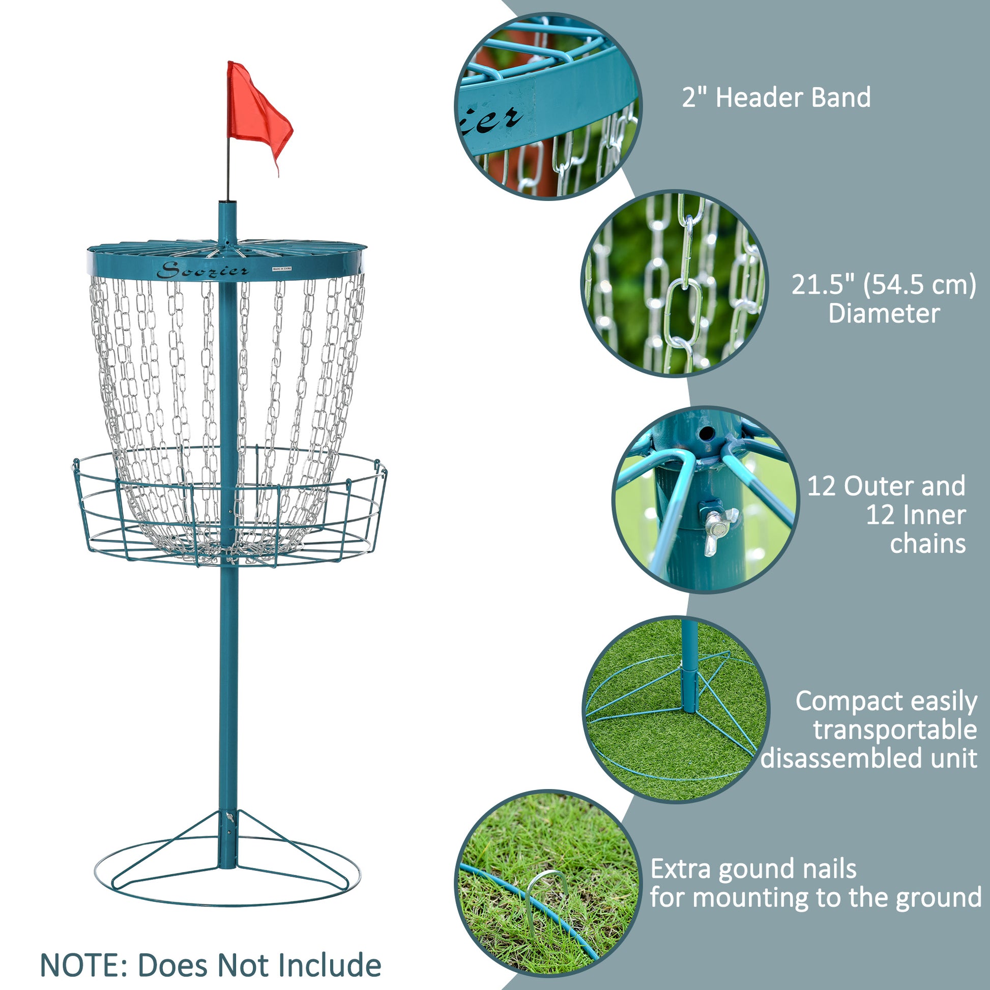 Soozier 24-Chain Portable Practice Basket for Disc Golf Target Stand Easy Assembly & Lightweight Basket w/ Carry Bag Nav