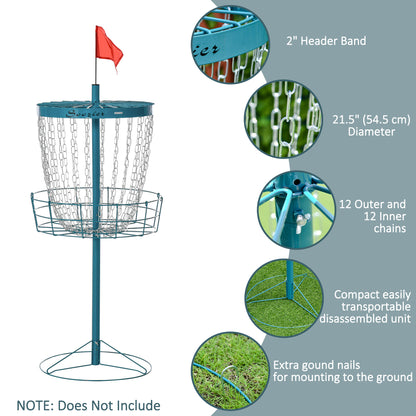Soozier 24-Chain Portable Practice Basket for Disc Golf Target Stand Easy Assembly & Lightweight Basket w/ Carry Bag Nav