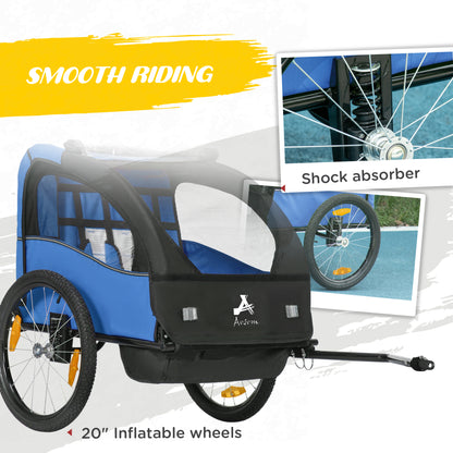 VarietyKart 2 Seat Bike Trailer for Kids, Baby Stroller with Storage Bag, 5 Point Harness, Bicycle Trailer with 20" Whee