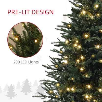 5ft Prelit Artificial Christmas Tree with 542 Tips, Warm White LED Lights, Steel Base, Hinged Xmas Tree, Auto Open