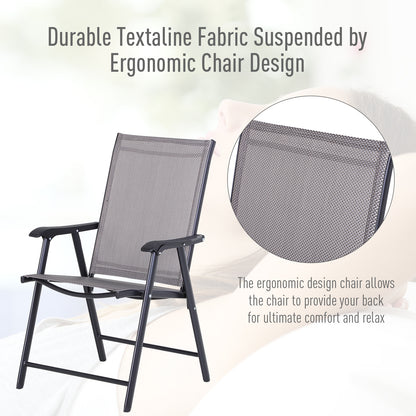 2-Piece Folding Dining Chair Set for Relaxing on Patio, Balcony, or Garden, Comfortable Outdoor Furniture with Armrests,