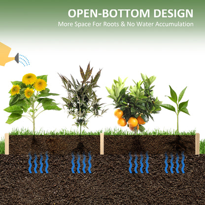 96" x 24" x 10" Wooden Raised Garden Bed with 2 Planter Box and Non-woven Fabric Liner for Backyard, Patio to Grow Veget