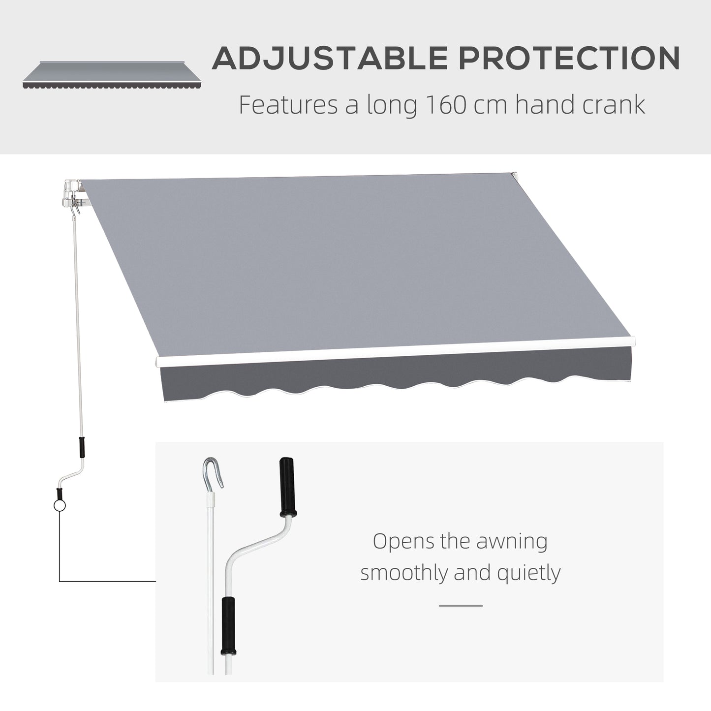 8' x 7' Retractable Awning, Patio Awnings, Sunshade Shelter with 280 g/m² UV & Water-Resistant Fabric and Aluminum Frame