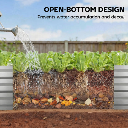 8'x2'x1' Galvanized Raised Bed, Large Elevated Planter Box for Growing Flowers, Herbs and Vegetables, Silver