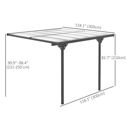 10' x 10' Outdoor Hardtop Pergola Gazebo with Adjustable Height, Aluminum Pergola with Polycarbonate Roof, UV Protection