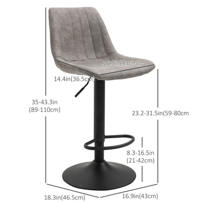 Adjustable Bar Stools Set of 2, Leathaire Swivel Barstools with Back and Footrest, Upholstered Bar Chairs for Kitchen, D
