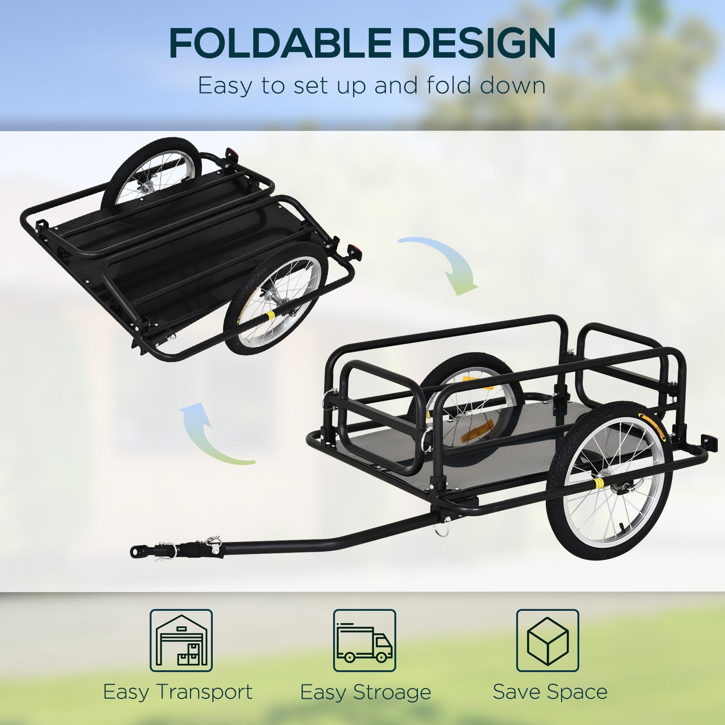 VarietyKart Folding Bicycle Cargo Trailer Utility Bike Cart Travel Luggage Carrier Garden Patio Tool New, Black