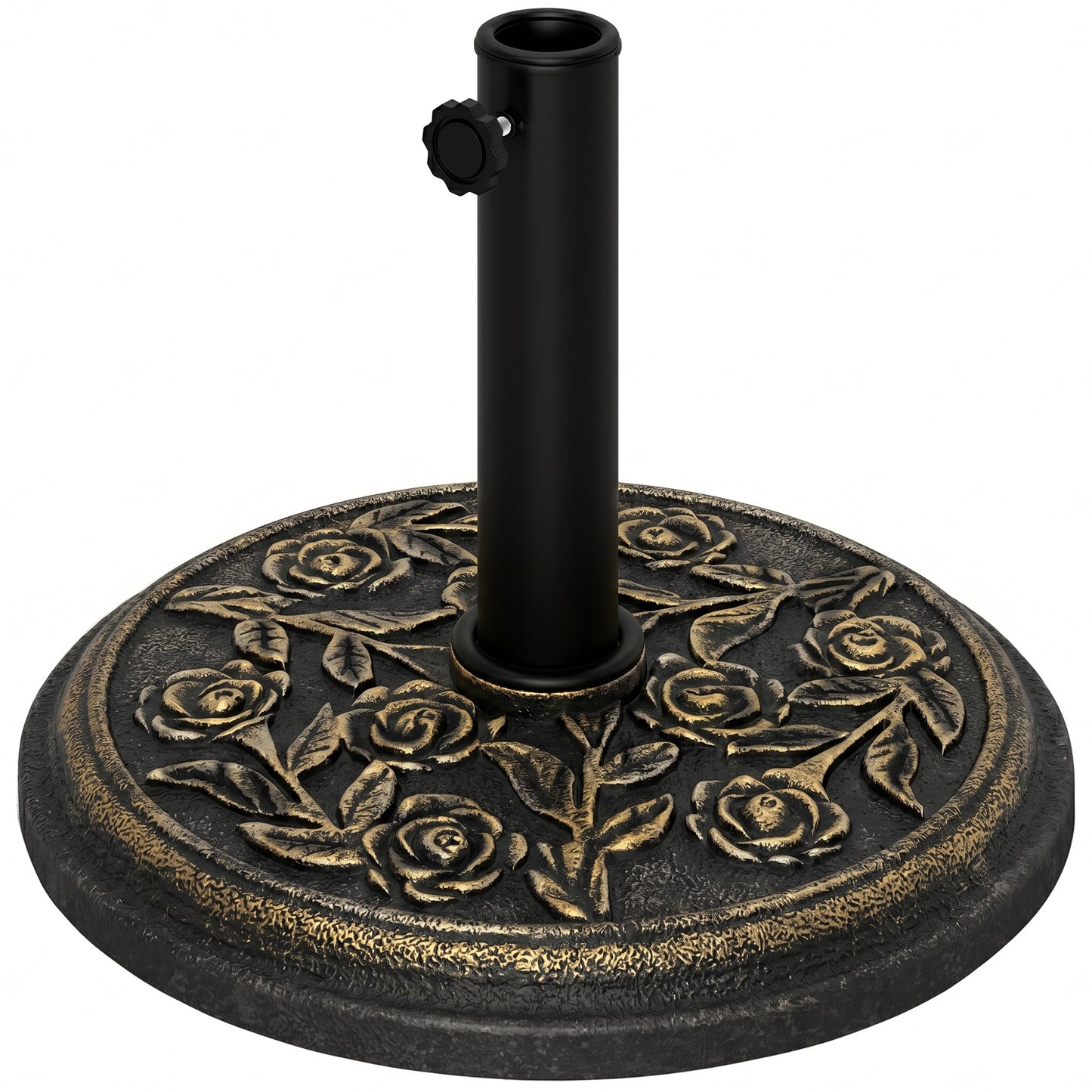 20 lbs Resin Round Patio Umbrella Base 18" Outdoor Decorative Cast Stone Parasol Stand Market Garden Umbrella Holder, Br