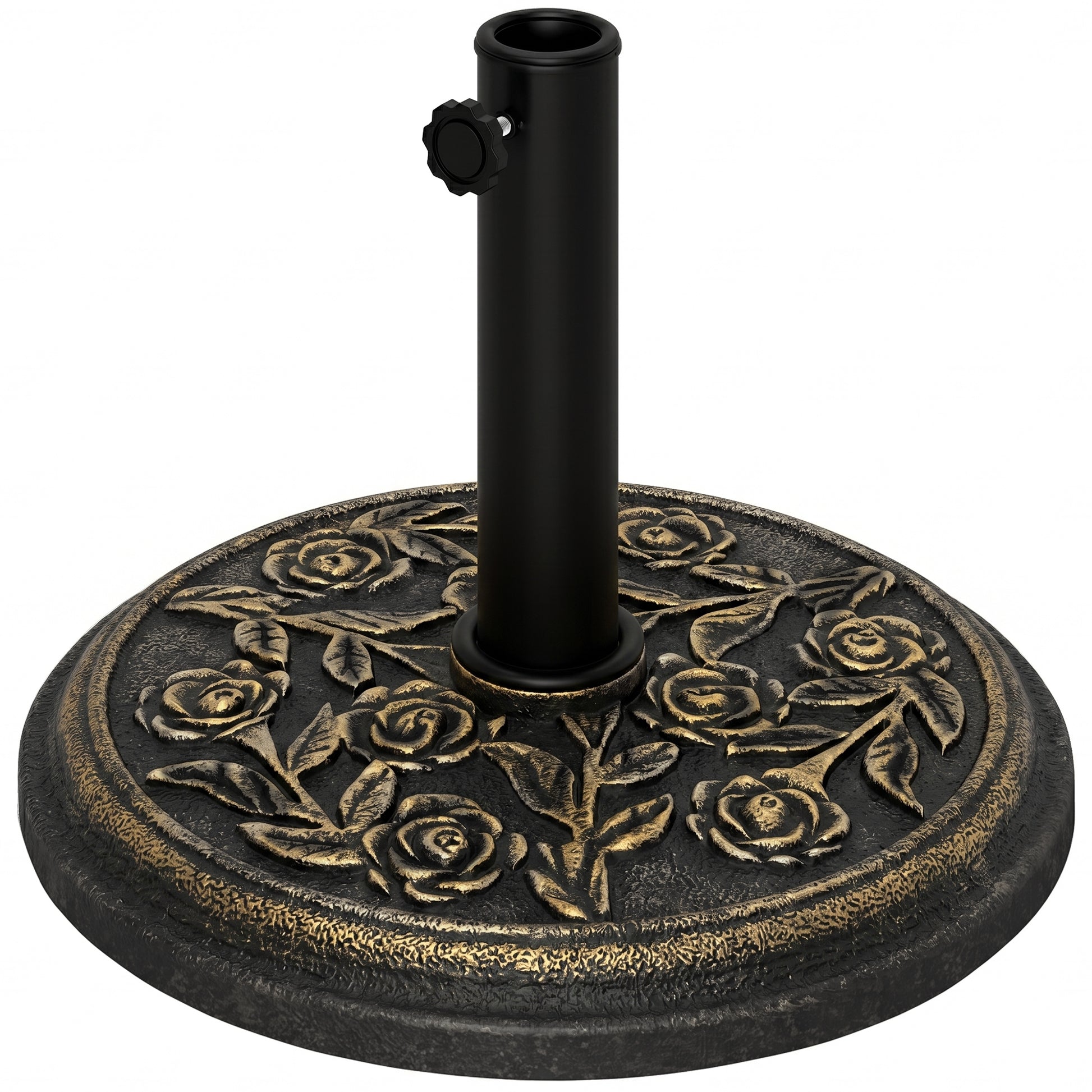 20 lbs Resin Round Patio Umbrella Base 18" Outdoor Decorative Cast Stone Parasol Stand Market Garden Umbrella Holder, Br
