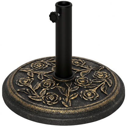 20 lbs Resin Round Patio Umbrella Base 18" Outdoor Decorative Cast Stone Parasol Stand Market Garden Umbrella Holder, Br