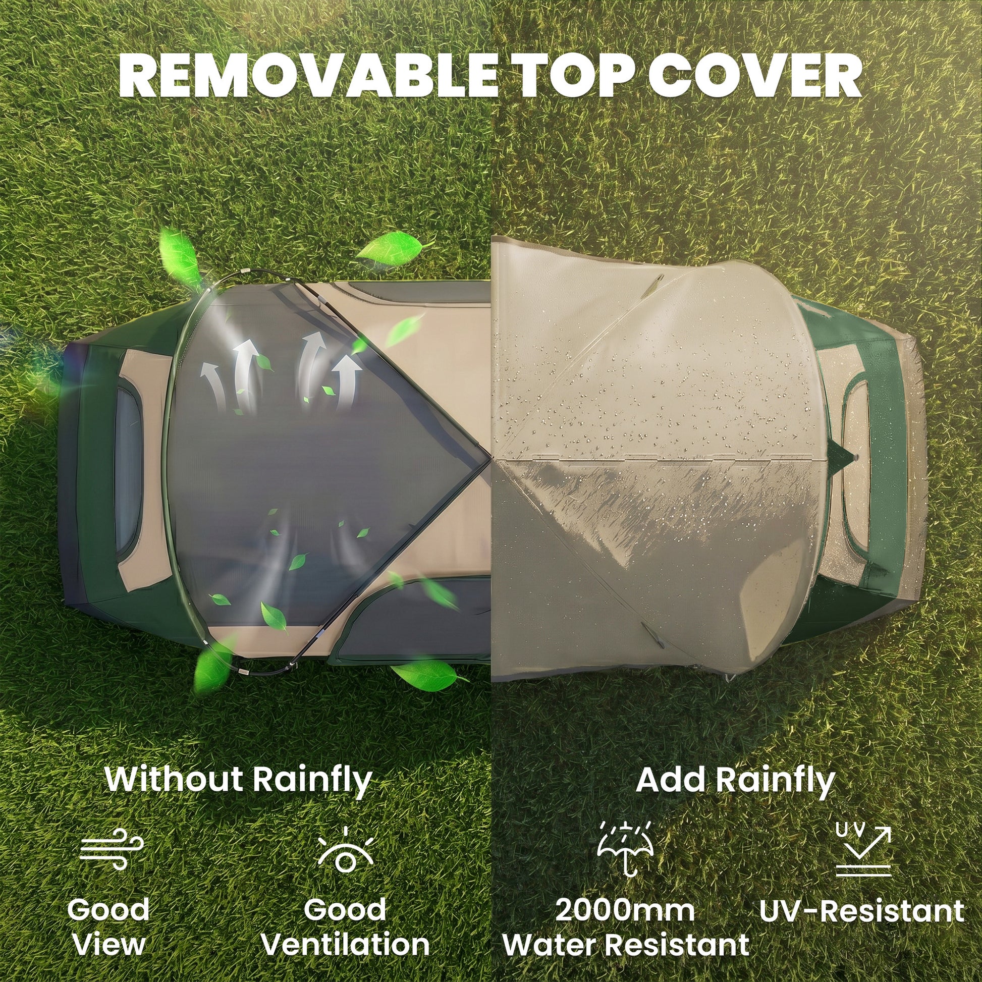 Camping Tent for 6 Man with 2000mm Waterproof Rainfly and Carry Bag for Fishing Hiking Festival, Dark Green