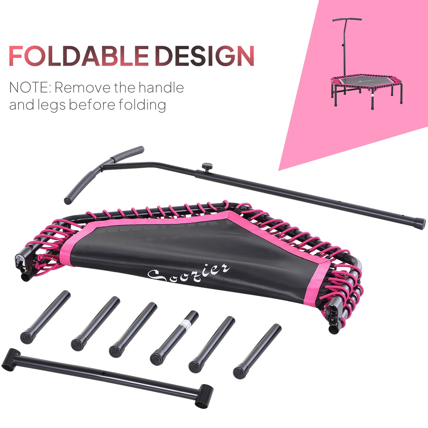 Soozier 48" Adult Hexagon Rebounder Trampoline Fitness Bungee Jumping Cardio Trainer Outdoor Bouncer Jumper Adjustable B