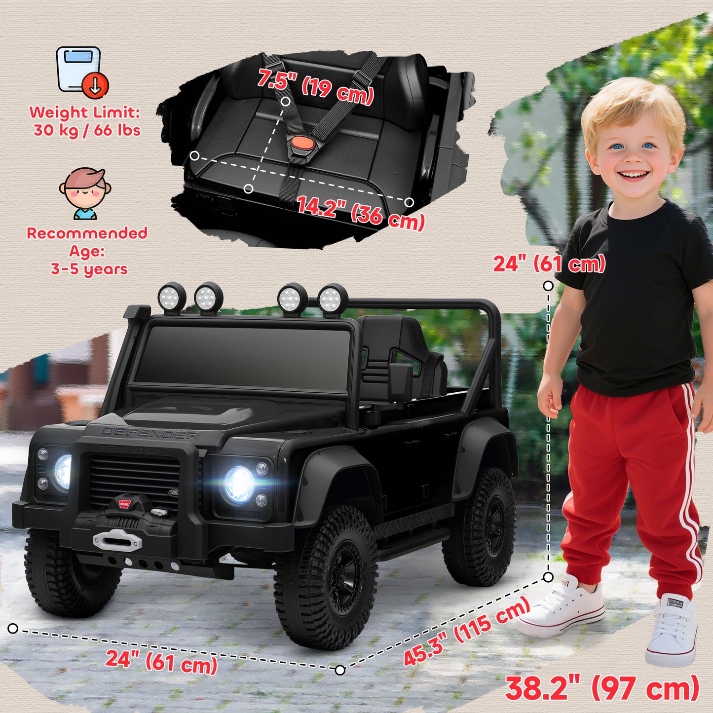 Qaba Land Rover Licensed Kids Ride on Truck with Remote Control, Spring Suspension, LED Lights, 3 Speed for Ages 3-5, Bl