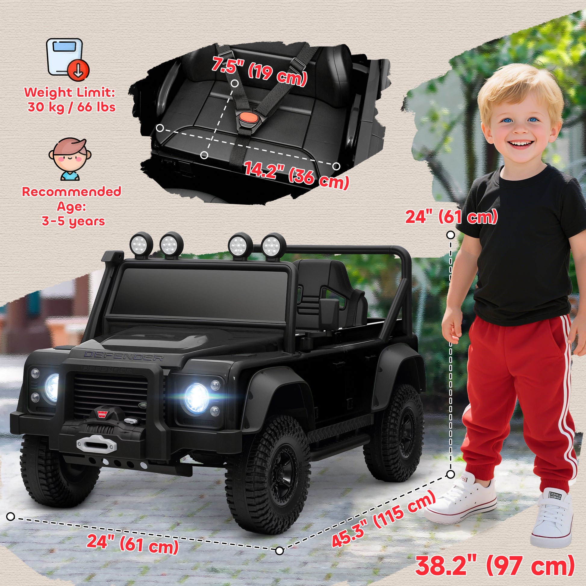 Qaba Land Rover Licensed Kids Ride on Truck with Remote Control, Spring Suspension, LED Lights, 3 Speed for Ages 3-5, Bl