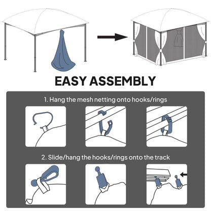 Replacement Mosquito Netting for Gazebo 10' x 12' Black Screen Walls for Canopy with Zippers, Cream White