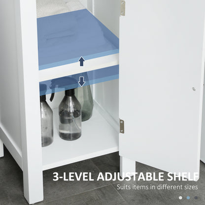 Bathroom Cabinet, Freestanding Linen Cabinet with Open Shelves, 13.8" x 11.8" x 62.4", White