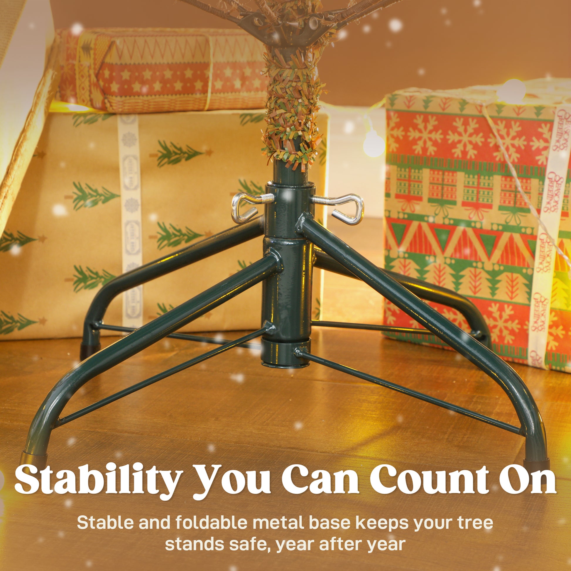 6 ft Artificial Fir Pencil Christmas Tree, Hinged Xmas Tree with 442 Branch Tips and Metal Stand, Easy Assembly, Green