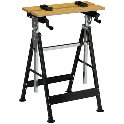 Portable Work Bench, Workshop Tool Stand with 6-Level Height Adjustable Work Table, Carpenter Saw Table with 4 Clamps, S