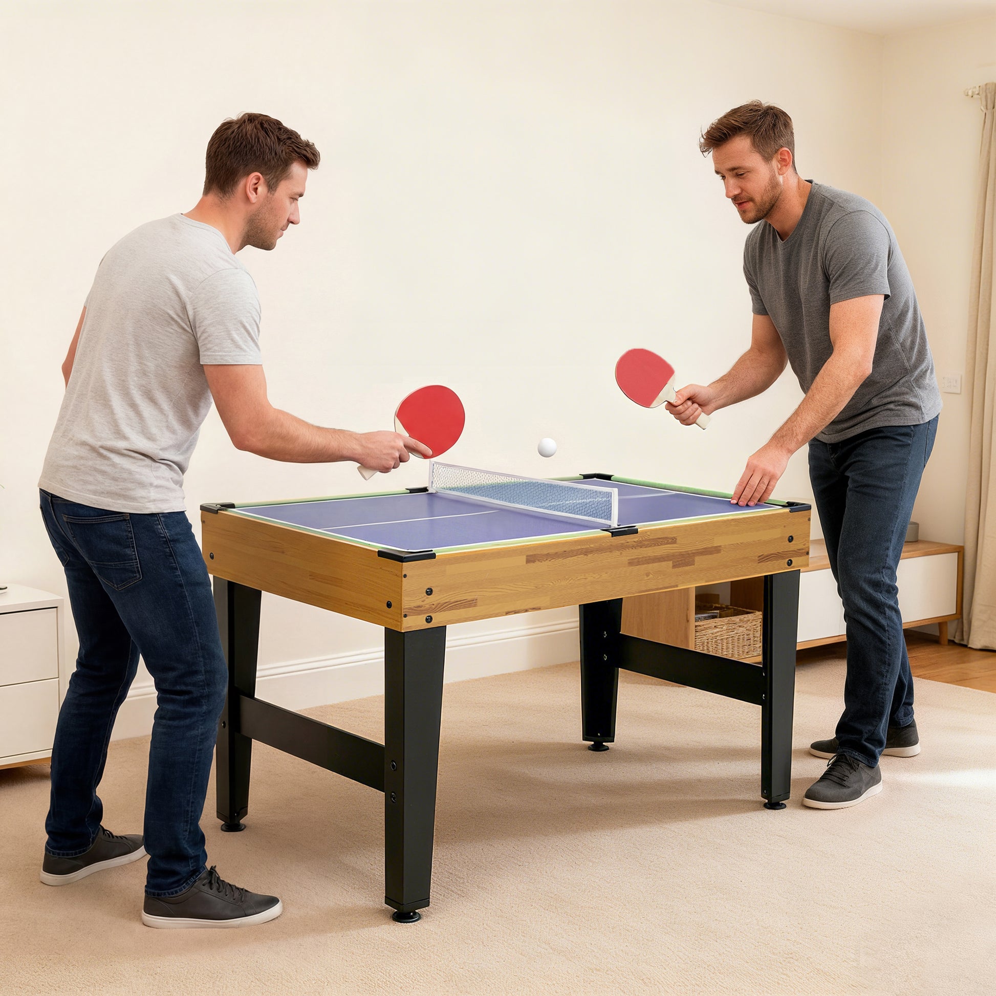 Soozier 48 in 13-in-1 Combo Multi Game Table with Foosball, Pool, Hockey and More for Adults, Light Walnut
