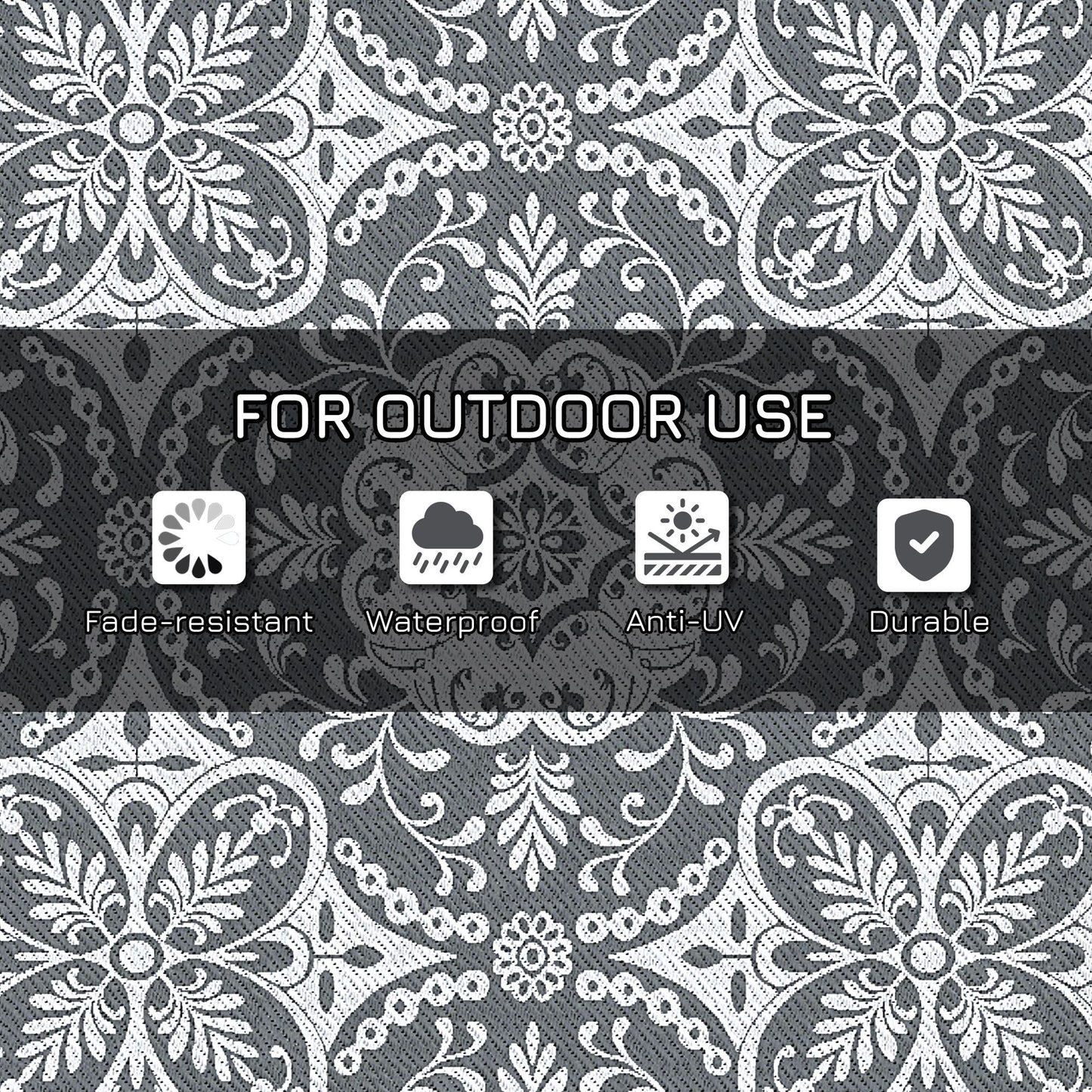 Portable Outdoor Rug with Carry Bag, 9' x 12' Reversible Mat, Waterproof Plastic Straw RV Rug for Backyard, Deck, Picnic