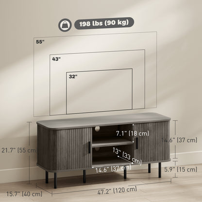 TV Stand Cabinet for TVs up to 55 Inches, TV Unit with Storage Shelves and Cabinets for Living Room, Grey