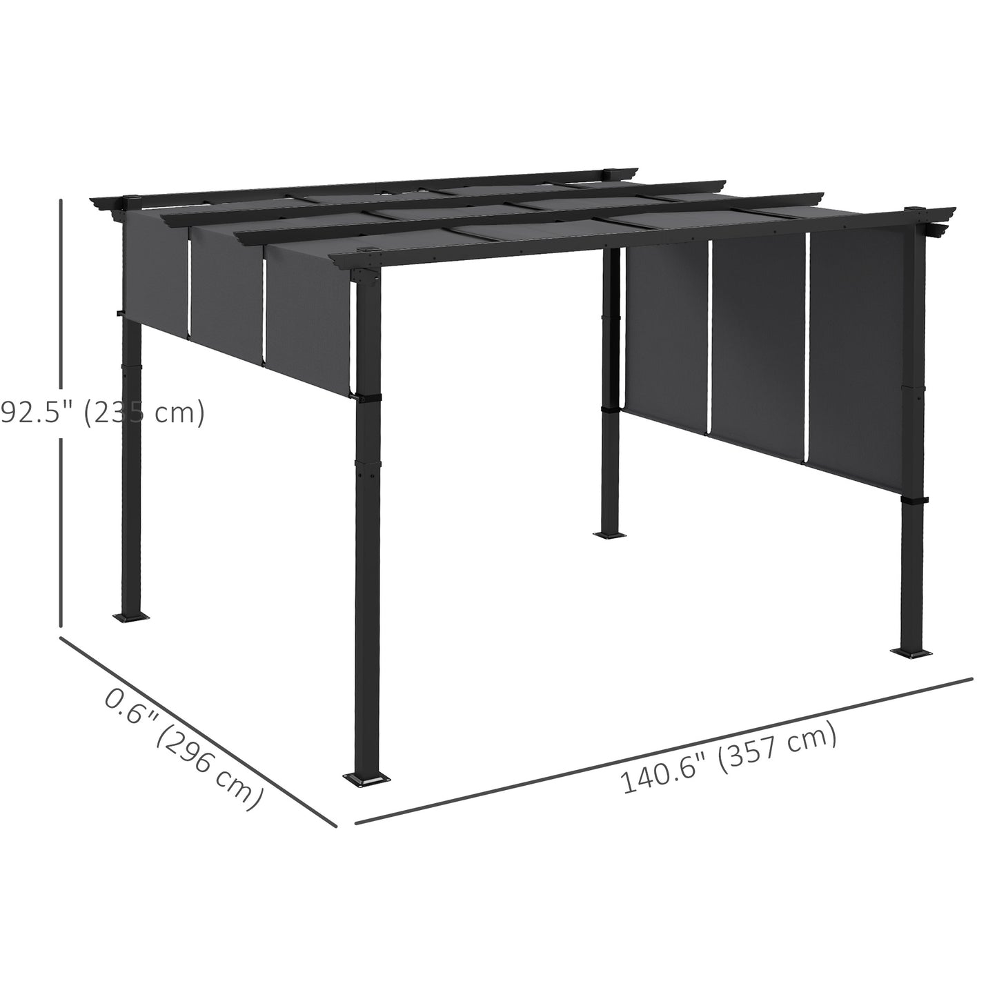 10' x 12' Metal Pergola, Outdoor Pergola with Retractable Canopy, for Garden, Patio, Backyard, Deck