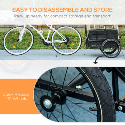 VarietyKart Steel Trailer for Bike, Bicycle Cargo Trailer with Foldable Storage Box and Safe Reflectors, Max Load 88LBS,