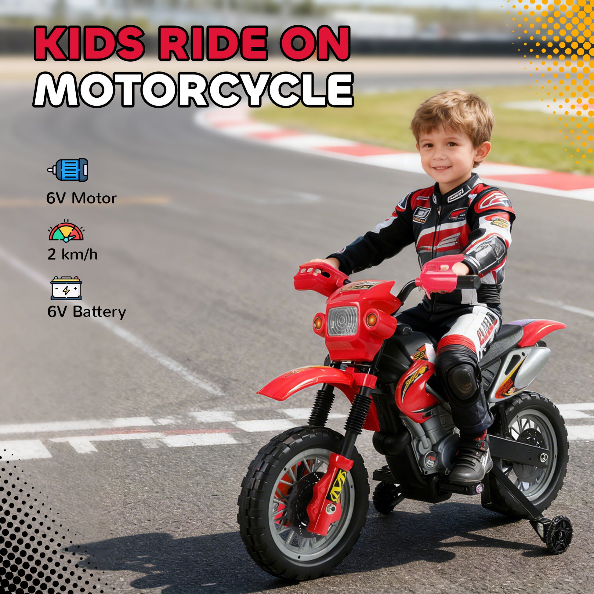VarietyKart 6V Kid Electric Ride On Motorcycle Powered Dirt Bike Battery Scooter For 3-6 Year Old Kids Toddlers W/ Train