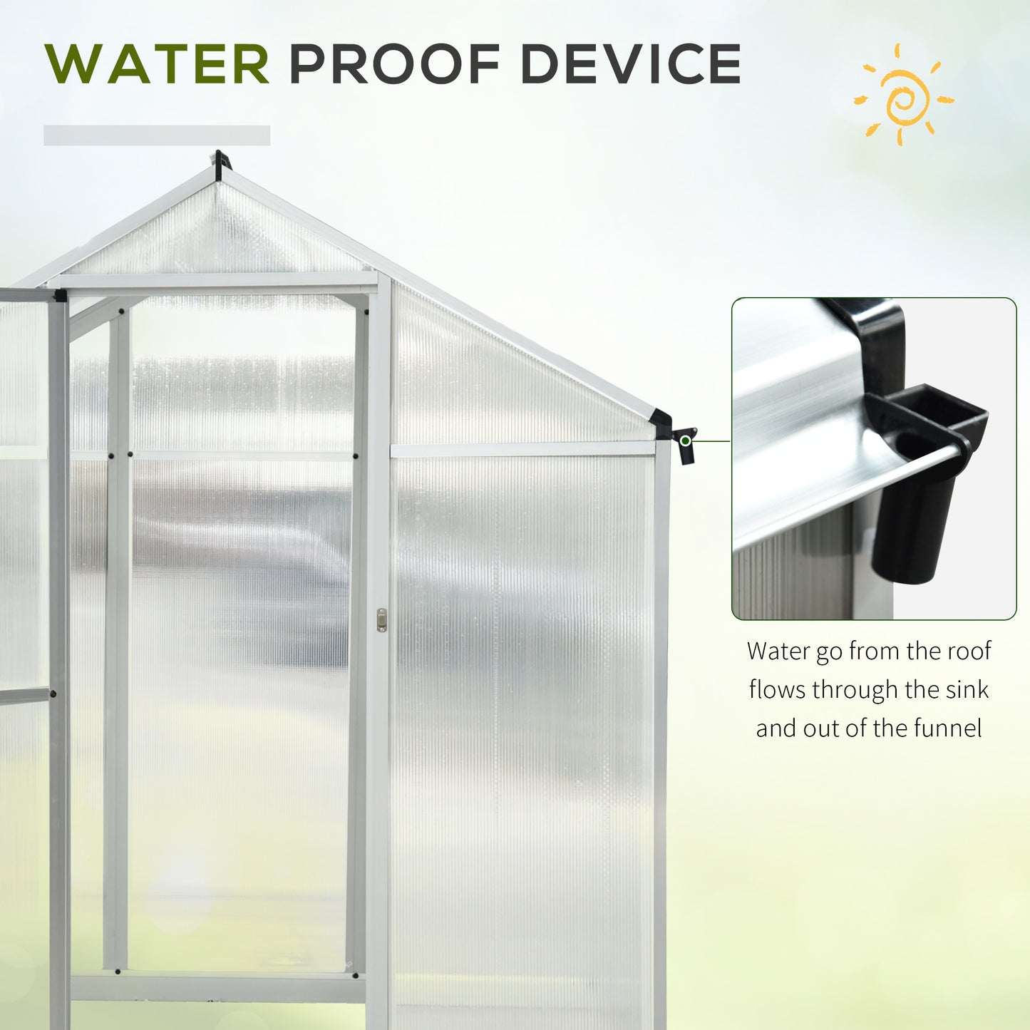 6' x 10' x 6.4' Walk-in Garden Greenhouse Polycarbonate Panels Plants Flower Growth Shed Cold Frame Outdoor Portable War