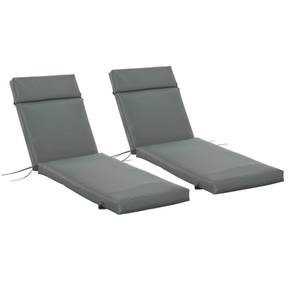 Outdoor Lounge Chair Cushion Set of 2, Non-Slip Chaise Lounge Cushions, Sun Lounger Pads, 77.2" x 21.7", Dark Grey