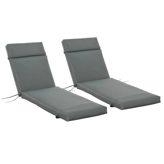 Outdoor Lounge Chair Cushion Set of 2, Non-Slip Chaise Lounge Cushions, Sun Lounger Pads, 77.2" x 21.7", Dark Grey