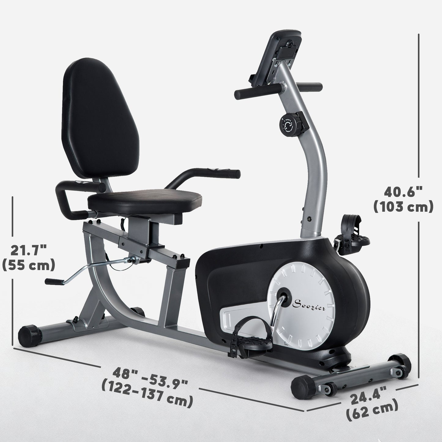 Soozier Exercise Bike, Stationary Bike with 8-Level Magnetic Resistance, LCD Display, Adjustable Seat and Backrest for H
