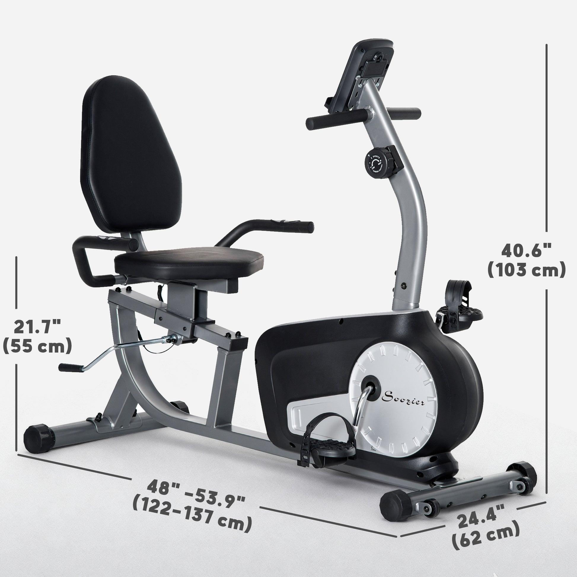 Soozier Exercise Bike, Stationary Bike with 8-Level Magnetic Resistance, LCD Display, Adjustable Seat and Backrest for H