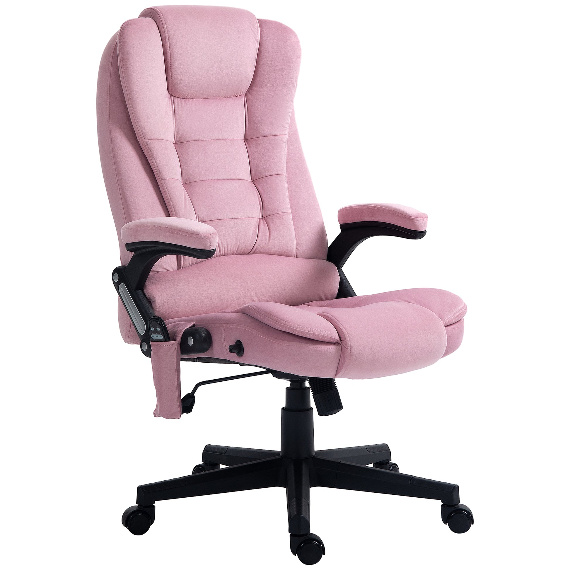 Reclining Massage Office Chair, Executive Office Chair with High Back, Swivel Wheels, Pink