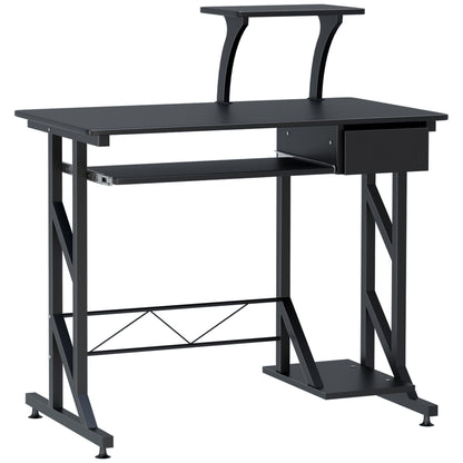 Computer Desk with Keyboard Tray, Writing Desk with Drawer, Workstation for Home Office, Black (35.4"Lx19.7"Wx39.4"H)