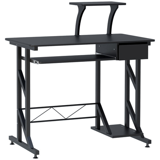 Computer Desk with Keyboard Tray, Writing Desk with Drawer, Workstation for Home Office, Black (35.4"Lx19.7"Wx39.4"H)