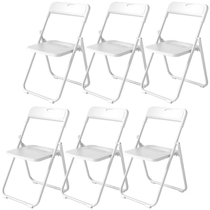 Folding Chairs 6 Pack, Plastic Foldable Chairs with Vent, Carry Hole and Steel Frame for Home, Office, Dining, White