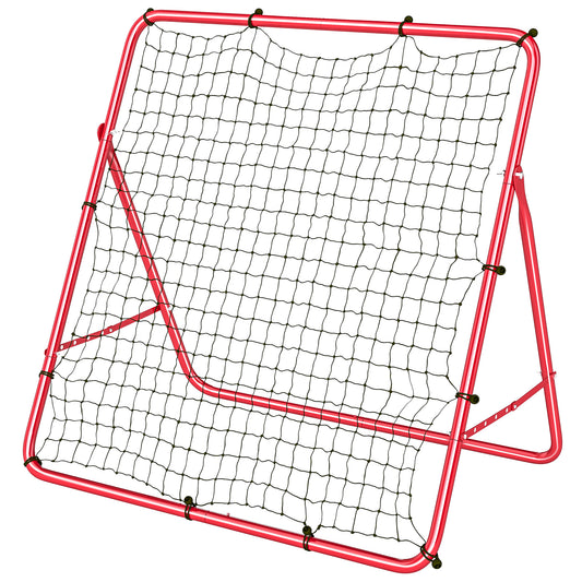 Soozier Soccer 5 Angles Adjustable Soccer Rebounder Net, Multi-Sport Training Bounce Back Net, Red