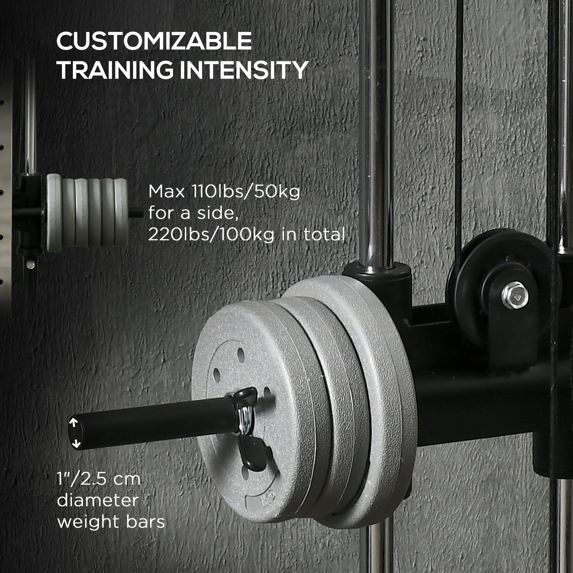 Soozier Wall Mount Cable Station, 15 Positions Adjustable Dual Pulley Machine Cable Crossover Machine Home Gym Equipment
