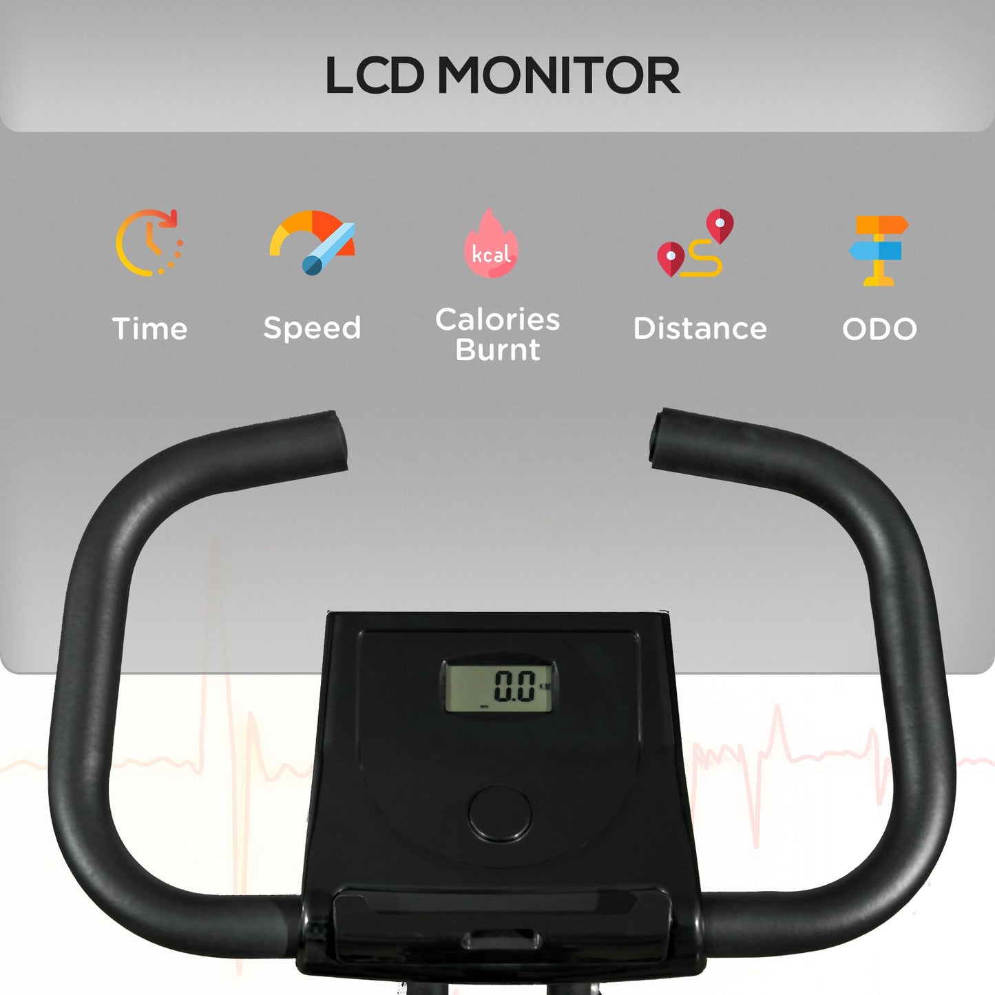 Soozier Foldable Exercise Bike Indoor Stationary Bike w/ 8-Level Magnetic Resistance LCD Screen Phone Holder for Home Gy