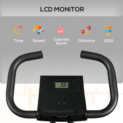 Soozier Foldable Exercise Bike Indoor Stationary Bike w/ 8-Level Magnetic Resistance LCD Screen Phone Holder for Home Gy