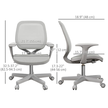 Office Chair, Small Computer Desk Chair with Mesh Back, Swivel Castors, Arm, Grey