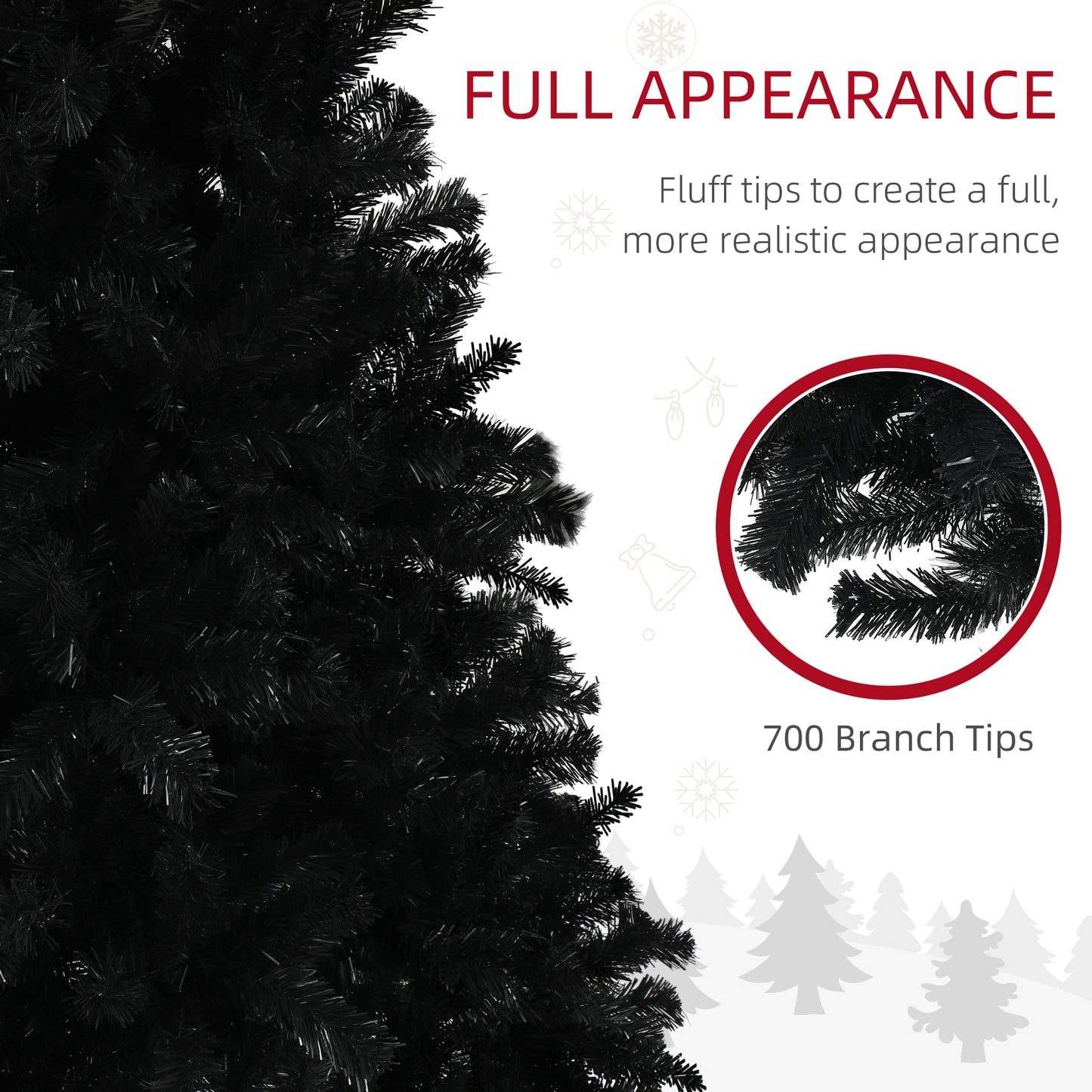 5ft Artificial Christmas Trees with Auto Open and Steel Base, Black