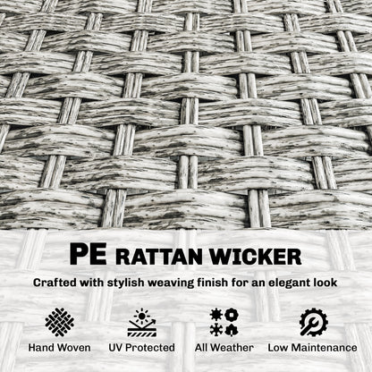 Rattan Wicker Sofa 3-Seater Outdoor Couch with Cushions for Patio Garden Grey
