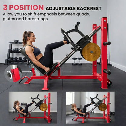 Soozier Leg Press Machine with Wheels and Calf Block, Adjustable Squat Machine for Home Gym, 1000 lbs Capacity