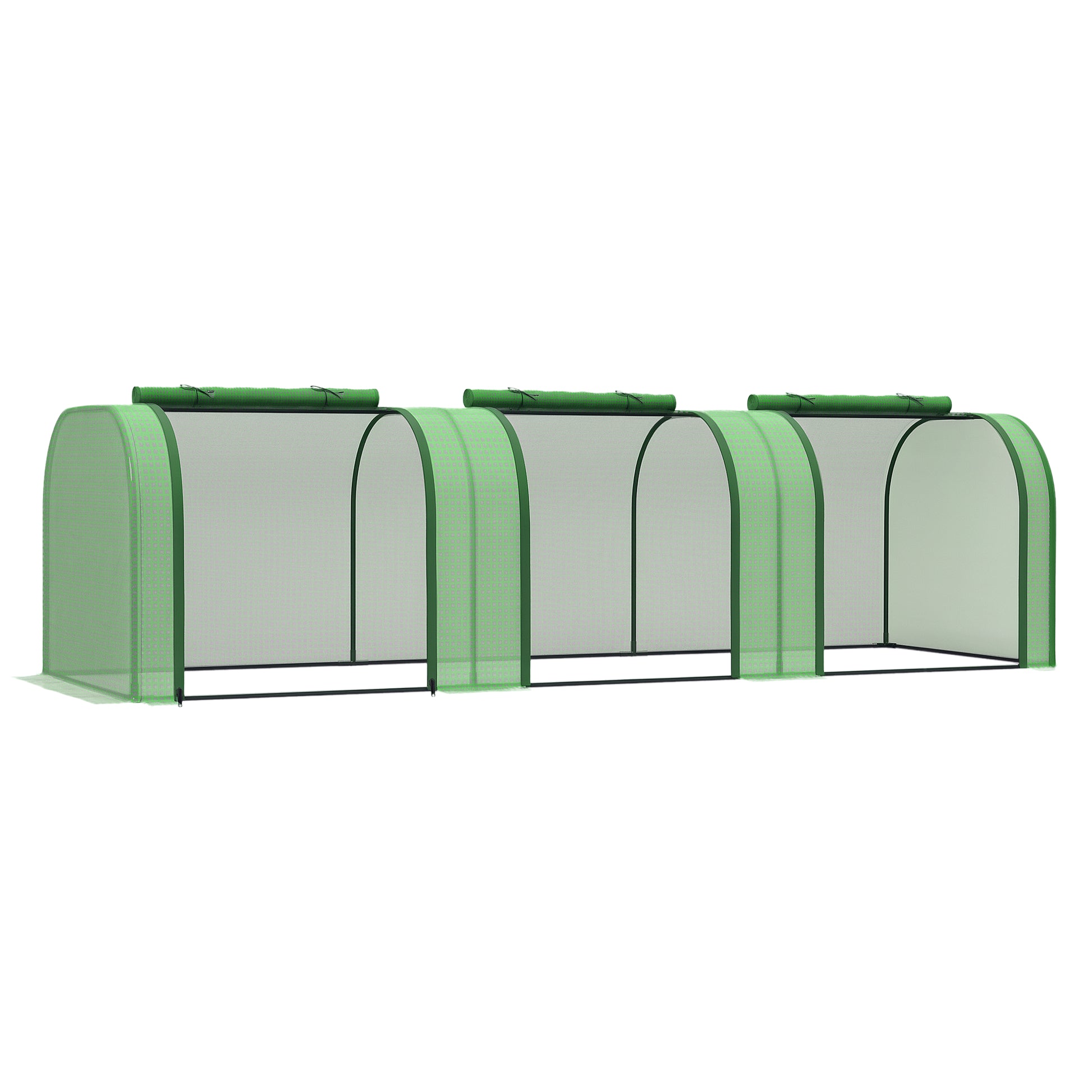 9.7' x 3.3' x 2.5' Mini Tunnel Greenhouse with PE Cover Garden Green Grow Shed with Steel Frame Zipped Doors, Dark Green