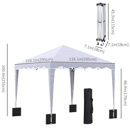 10' x 10' Pop Up Canopy Tent with Sand Bags, Instant Shelter with Adjustable Height and Carry Bag, Garden Outdoor Party 