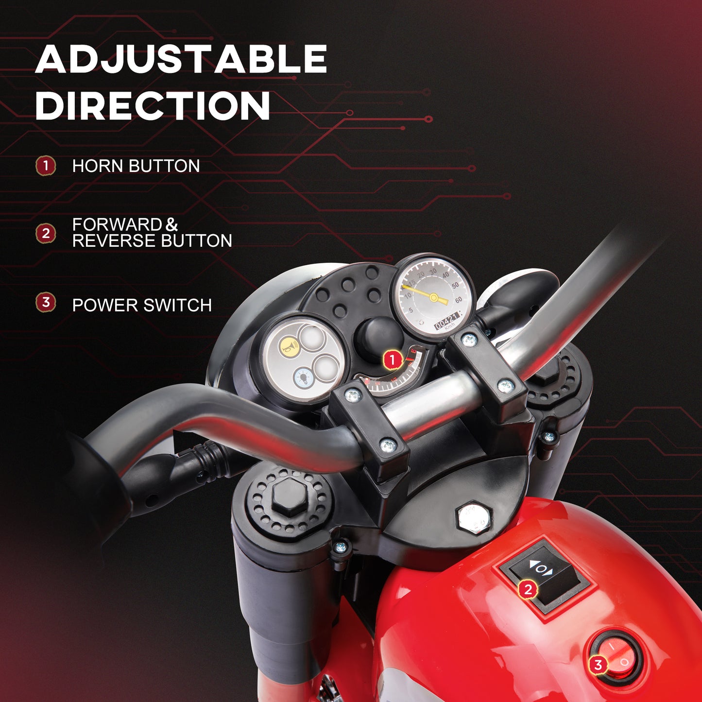 VarietyKart Kids Electric Motorcycle 6V Battery Powered Ride-On Dirt Bike 3-Wheels Motorbike with Horn Headlights Realis